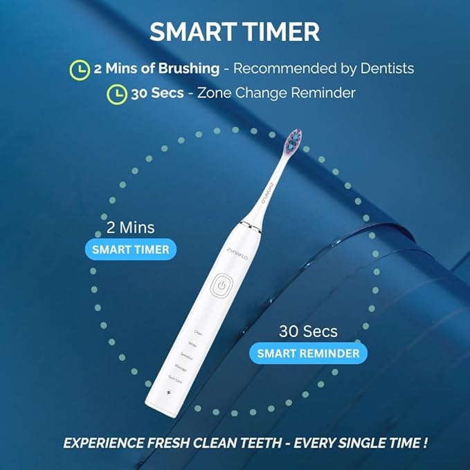 Sonic-Pro Electric Toothbrush 5 Cleaning Modes Smart Timer (Pearl White)