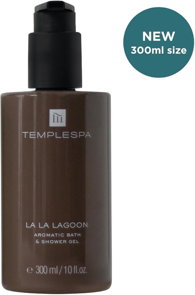 TEMPLESPA | LA LA Lagoon | Luxury Bath and Shower Gel for Cleansing Fresh Skin Smooth Texture Natural Ingredients Free from Parabens Phthalates and Sulphates Cruelty-Free Vegan 10 fl.oz.