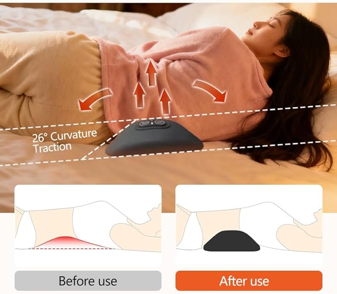 Smooth Spine Triple Fusion Back Massager for Sciatica Pain Relief 3-in-1 Lumbar Traction Device with Heat and Vibration Lower Back Stretcher for Office Chair &amp Car Support