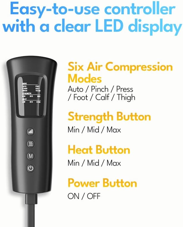 Leg Massager for Circulation and Pain Relief with Heat - Electric Air Compression Boots - Adjustable Modes Foot Calf &amp Thigh Massage Machine Gift for Her Him Dad Mom (Small Size)