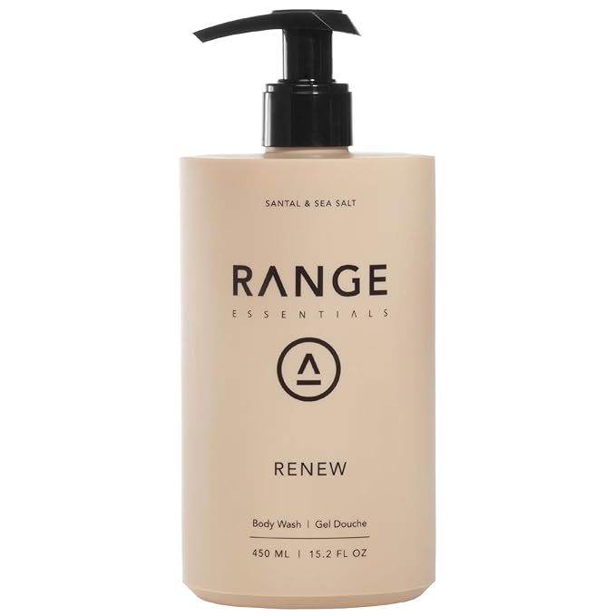 Renew Body Wash Sandalwood Scent Moisturizing Hydrating Gentle Clean Shower Gel Paraben-Free Sulfate-Free Natural Ingredients Hyaluronic Acid Men Women 450mL (15.2oz)