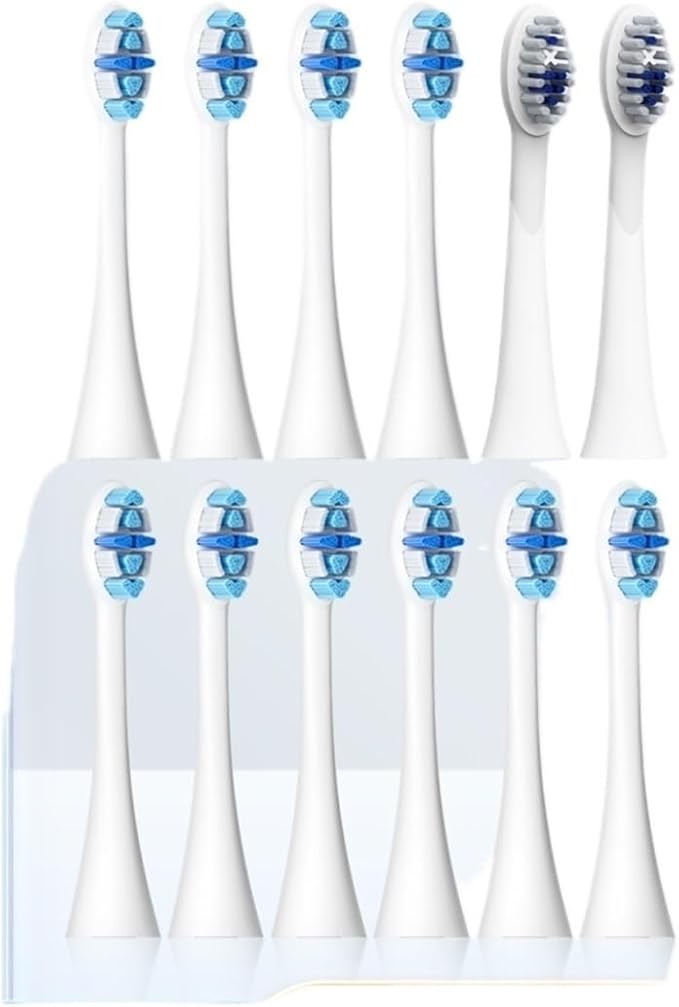 Electric Toothbrush Heads 12 PCS Compatible for Adults 5 Modes Pressure Sensor IPX7 Waterproof with Holder C027(SG-C027-12PCS Blue)