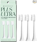 PLUS ULTRA Sonic Electric Toothbrush Replacement Heads 3 Pack – Compatible Click-On Brush Heads – Soft Bristles for Sensitive Teeth – Made with Recycled Plastic – Eco-Friendly