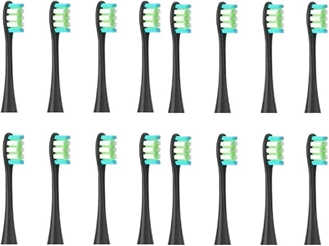 Replacement Brush HeadsCompatible for Oclean X/X PRO/Air 2 /SE / Z1/ F1/ OneDuPont Deep Cleaning Nozzles Sonic Soft(16pcs Black)
