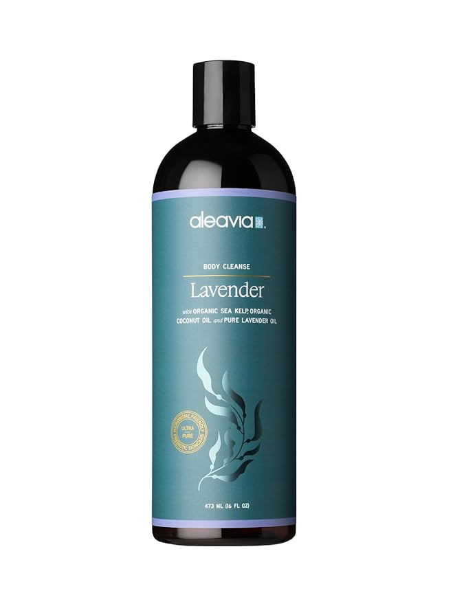 Aleavia Lavender Body Cleanse – Organic &amp All-Natural Prebiotic Body Wash Scented with Pure Essential Oils – Nourish Your Skin Microbiome – 16 Oz.
