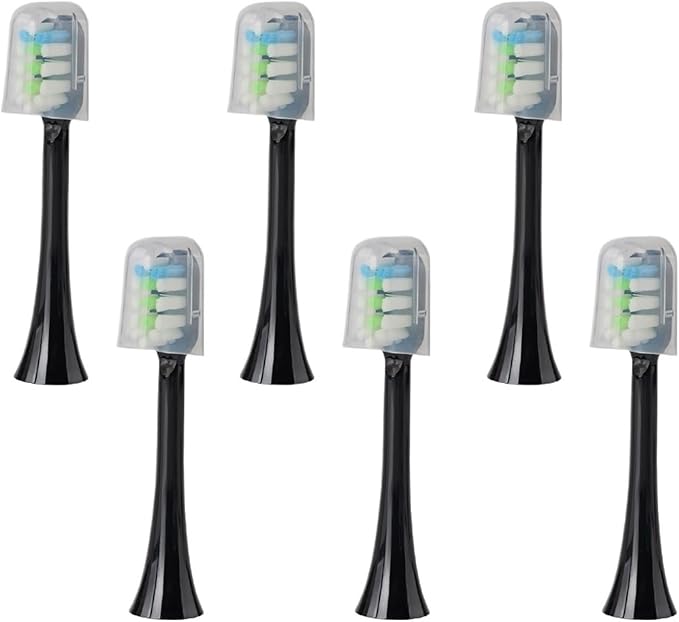 Replacement Brush Heads Compatible for X3U/X3Pro/X5/V1/D2/D3 6/12pcs Bristle Electric Toothbrush Sealed Packed(SHUSHI-BK-6PCS)