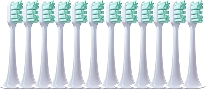 12PCS Compatible for XIAOMI MIJIA T300/T500/T700 Replacement Brush Heads Sonic Electric Tooth Soft Bristle Caps Vacuum Package Nozzles(12Green)
