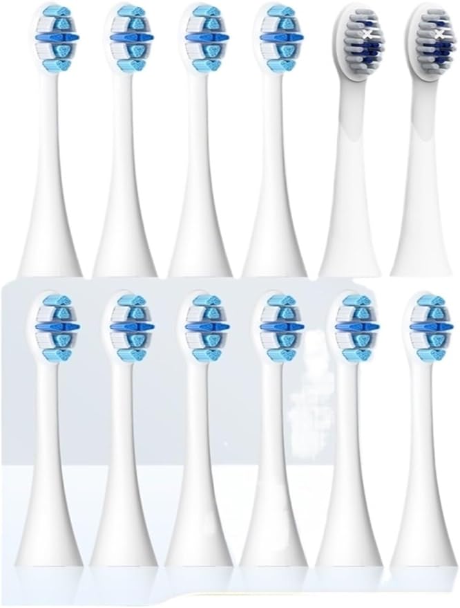 Compatible with Seago Electric Toothbrush Heads 12 Pieces Adult Toothbrushes 5 Modes Pressure Sensor IPX7 Waterproof with Holder C027(SG-C027-12PCS Blue)