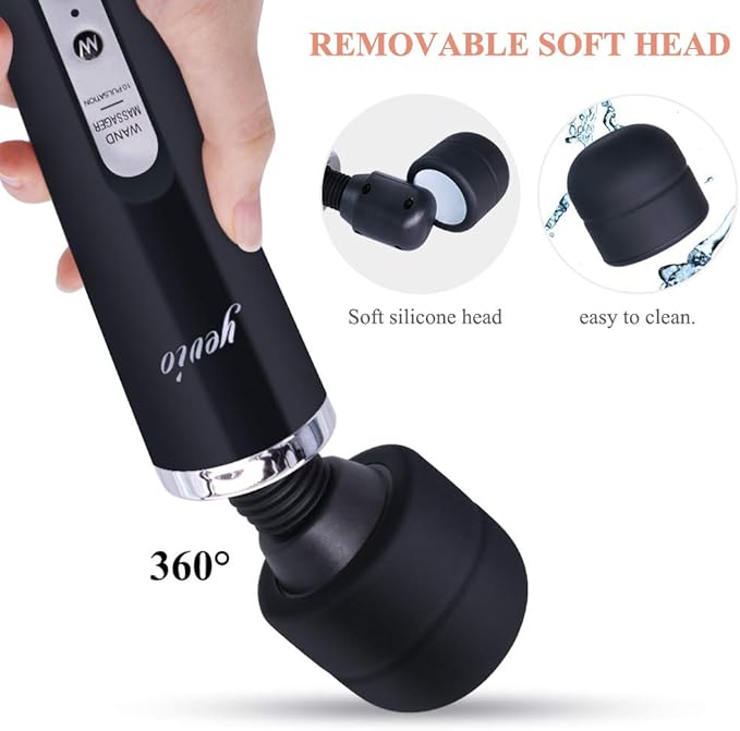 YEVIOR Cordless Personal Electric Massager Wand with 10 Powerful Pulse Settings Rechargeable Handheld Back Vibrating Massager for Deep Muscles Pain Relief (Black)