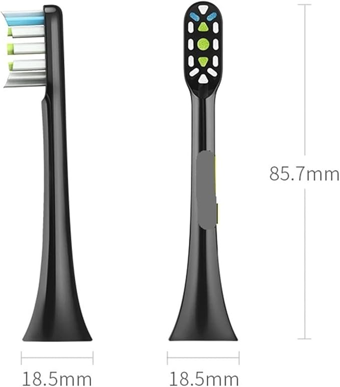 Electric Toothbrush Head Replacement Parts X1 X3 X3U X5 Sonic(Black 2 pcs)