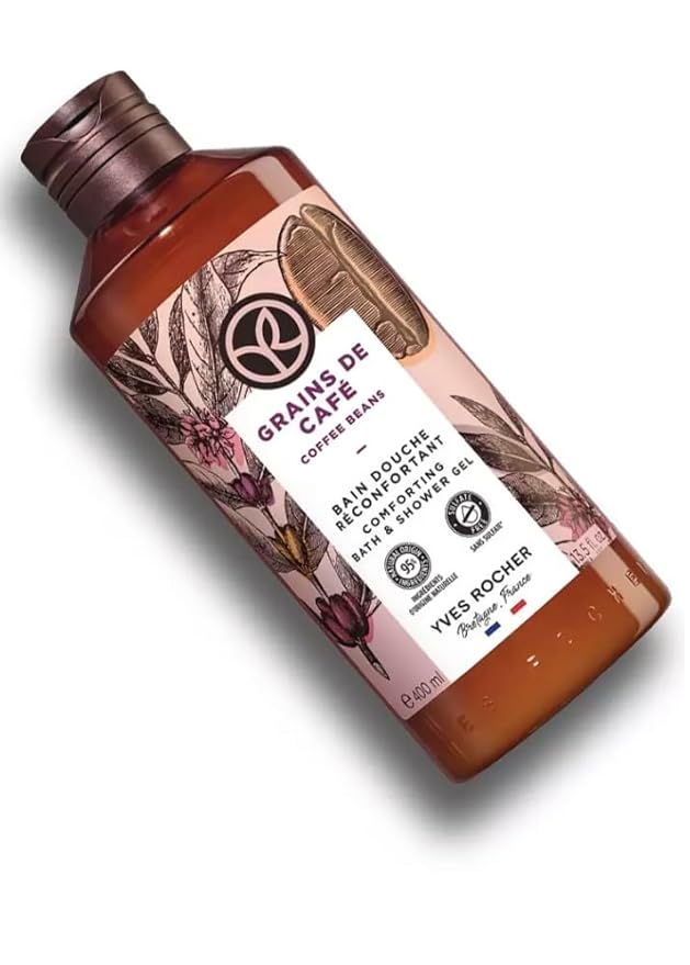 Yves Rocher Sensual Bath &amp Shower Gel with Coffee Beans Nourishing &amp Moisturizing Body Wash – Set of 3 Bottles Best Gift Kit for Women Men 200 ml/6.7 fl.oz