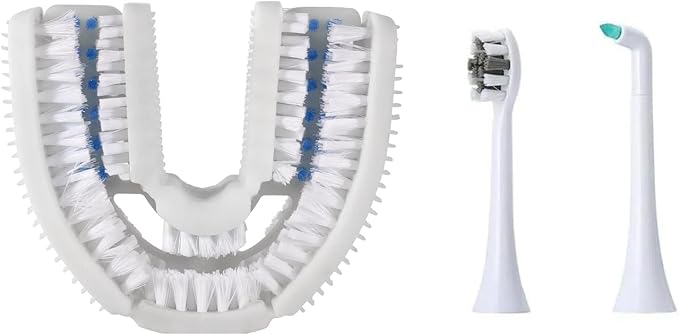 Electric Toothbrush for Adults and Nylon U-Shaped Brush Head Replacement Compatible with U-Shaped ToothbrushU Shaped Automatic Toothbrush for 360-degree Cleaning 3 Modes for Whitening Wire