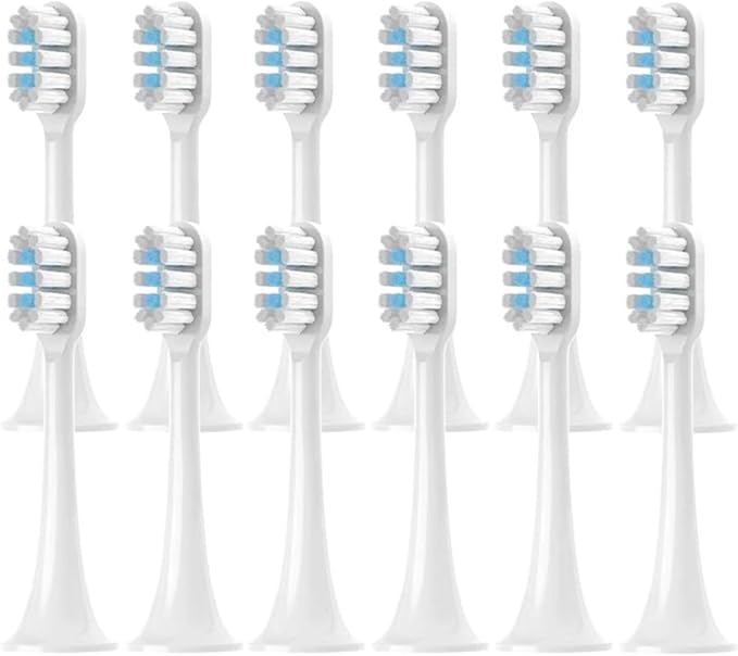 4-30Pcs Compatible for XIAOMI MIJIA T302 Replacement Toothbrush Heads Sonic Electric Vacuum Soft Bristle Brush(T302White Blue-12pcs)