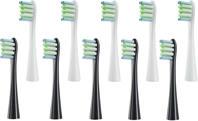 Compatible for Replaceable Electric Toothbrush Brush Heads for X/X PRO/ Z1/ F1/One/Air 2/SE Soft Bristle Nozzles(5White 5Black)