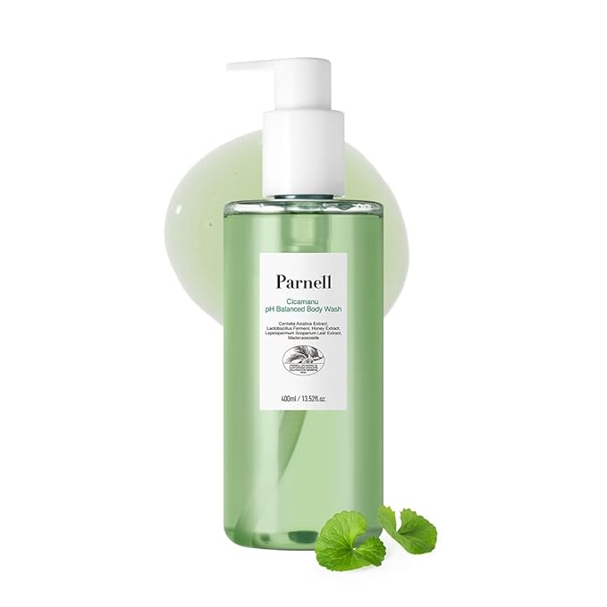 Parnell Cicamanu pH Balanced Body Wash 13.5 Fl Oz | Salicylic Acid LHA Cica HA Ceramide | Mild Soothing Cleanser for Back Acne Bacne &amp Sensitive Troubled Skin