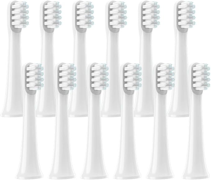 12 PCSCompatible for XIAOMI T100 Brush Heads Replaceable Sonic Electric Toothbrush Soft Bristle Clean Nozzles Refills Vacuum(12White)