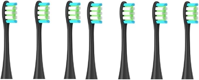 Compatible For OcleanFlow/X/X PRO/ Z1/ F1/ One/Air 2 /SE Brush Heads Soft DuPont Sonic Toothbrush Vacuum Bristle 7pcs Replacement Heads(7pcs Black)