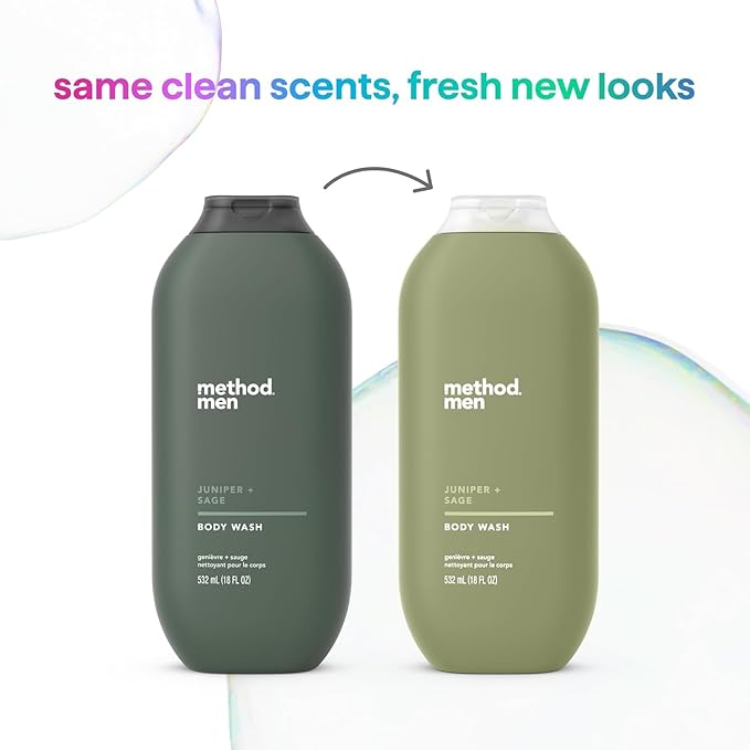 Method Men Body Wash Juniper + Sage Paraben and Phthalate Free 18 FL Oz (Pack of 6)