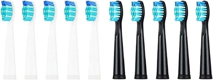 5-10Pcs Replacement Brush HeadsCompatible for Seago/Fairywill Electric Toothbrush FW/SG 507/508/515/551/917/959/908(5 Black 5 White)