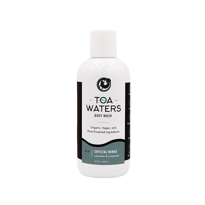 TOA Waters Crystal Winds Body Wash Lavender &amp Limewood – Relaxing Sulfate-Free Shower Gel Organic Aloe &amp Green Tea Vegan Hydrating Cleanser