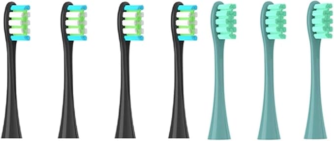Compatible for Oclean - 7pcs Replacement Brush Heads Fit Flow/X/X PRO/Z1/F1/One/Air 2/SE Soft Dupont Bristle Vacuum Packaging(4black 3green)