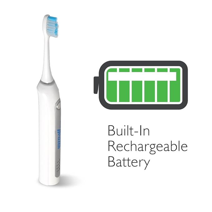 Pyle Wave Rechargeable Electric Toothbrush - w/ 3 Brush Mode UV Light 2 min Timer 2 Oral Brush Heads Charging Dock Holder - for Kids Teens Adults