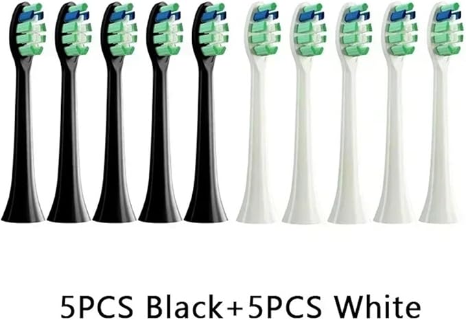 10PCS for HX6930 HX6064 Electric Toothbrush Vacuum Soft Bristle Nozzles Replacement Brush Heads(5Black5White)