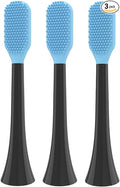 Tongue Scraper Heads Compatible with Philips Sonicare Click-On Handles – Gentle &amp Effective Tongue Cleaner Fresh Breath 3 Pack Replacement Brush Heads (Black one Size)
