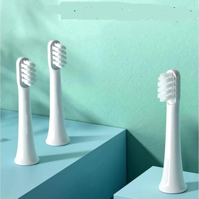 10pcs Replacment Heads Compatible for XIAOMI T100 Sonic Electric Toothbrush Soft Vacuum Dupont Whitening Clean Bristle Brush Nozzles Head(10pcs White)