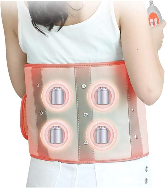 Electric Slimming Heating Belt-with 12 Natural Jade Tourmalines Hot Compress and Vibration Function-360° Full Circle Heating-Help Relieve Back and Waist Pain-50×11 Inches PU Material