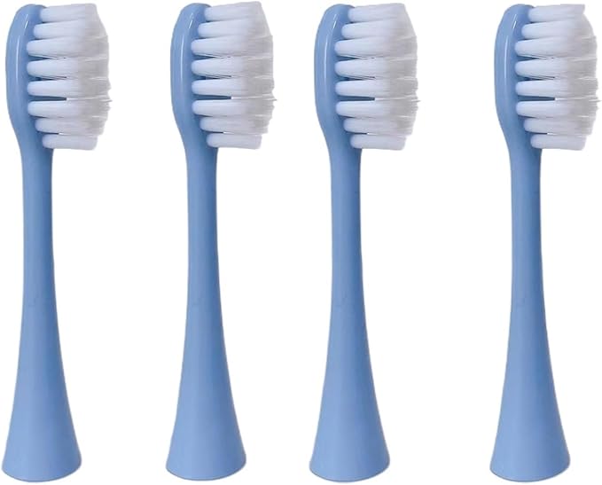 4pc Replacement Brush HeadsCompatible for Children's Electric Toothbrush Sonic Cartoon Pattern for Kids Smart Tooth Waterproof(Blue Brush Heads)