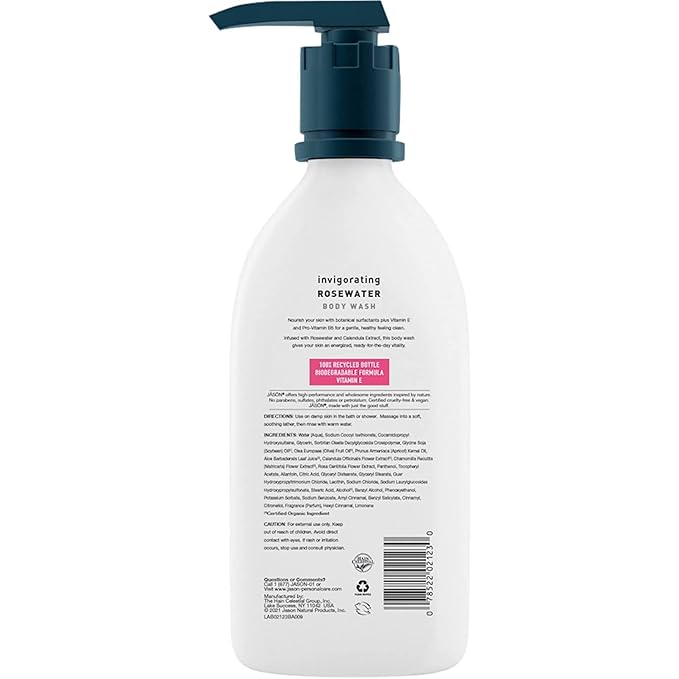 JASON Natural Body Wash Calming Lavender &amp Invigorating Rosewater 30 Oz (2 Pack)