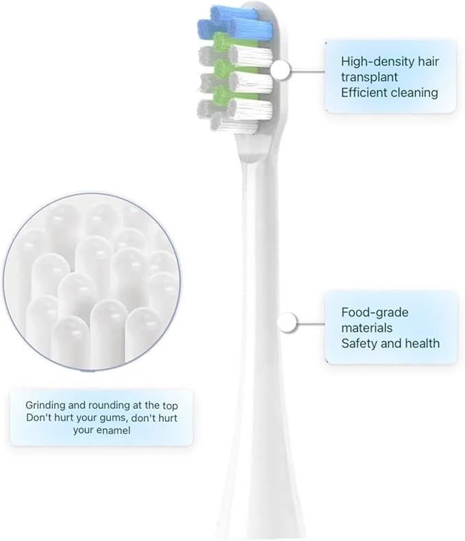 16PCS Replacement Toothbrush Heads Compatible for nx8000 Soft Bristle Tooth Brush Head(16pcs Black)