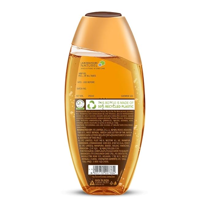 Body Wash Shower Gel Golden Sandalwood Oil and Patchouli 250ml Body Wash for Women &amp Men with S.k.i.n Conditioners for Soft and Luxurious Skin Suitable for All Types Skin