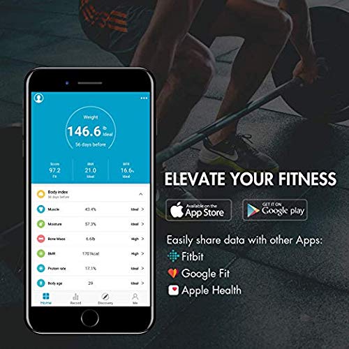 Tenergy Vitalis Body Fat Scale Digital Weight Bluetooth Connected APP Scale High Precision BMI Scale with Large Easy Read Backlit LCD Body Scale Max Weight 400 Pounds Compatible with iOS/Android