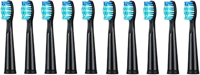 Compatible for Seago Tooth Brush Head Electric Toothbrush Heads Replaceable for SG-507B/908/909/(10pcs Black)