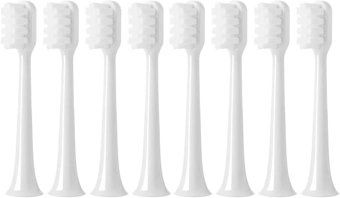 4/8Pcs Compatible for Xiaomi Electric Toothbrush HeadCompatible for Mijia Sonic T200/200C Replacement Brush Head MES606 Soft Bristle(White 8Pcs)
