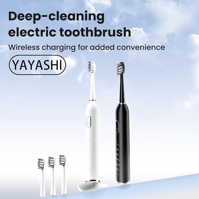 Electric Toothbrush with Pressure Sensor5 Cleaning Modes 2 Minute Timer and QuadPacer 38000 VPM Electric Motor &amp Wireless Charging 4 Brush Heads &amp Travel Case (Black)