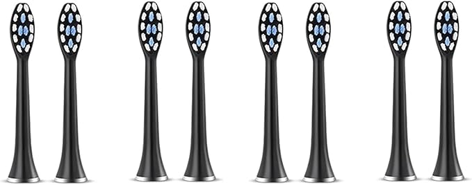 Compatible for SUBORT S7 Brush Heads Super Sonic Electric Toothbrush Accessories Replacement(8 Black Brush Head)