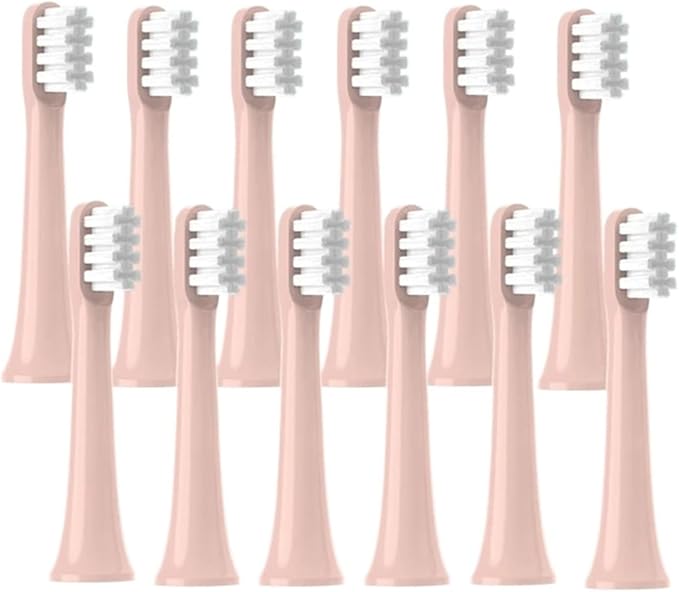 12 PCS Compatible for T100 Brush Heads Replaceable Sonic Toothbrush Soft Bristle Clean Nozzles(12Pink)