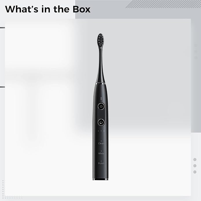 Electric Toothbrush With 9 Modes Rechargeable Wireless Charging Waterproof Design Sleek Black For Adults