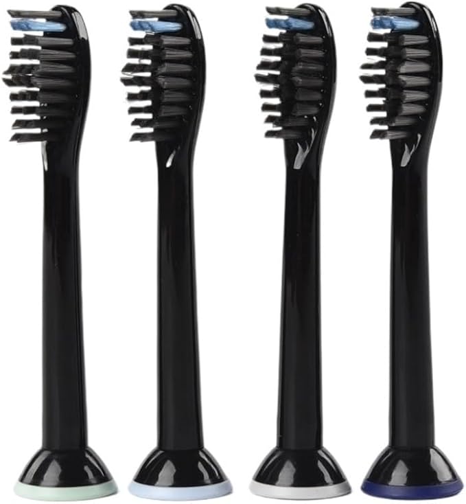 Toothbrush Heads Compatible for E-Series Holder Soft Bristles Replacement Brush Refill(BLACK-16PCS)