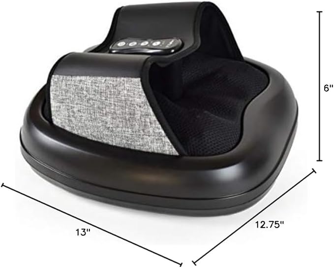 Zyllion Shiatsu Foot Massager with Heat - Deep Tissue Kneading Rolling Massage Machine with Air Compression for Feet Plantar Fasciitis and Up to Size 13 - Black (ZMA-31-BK)
