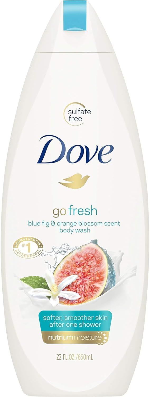 Dove Body Wash - Go Fresh - Restore - With Blue Fig &amp Orange Blossom Scent - Net Wt. 22 FL OZ (650 mL) Per Bottle - Pack of 3 Bottles