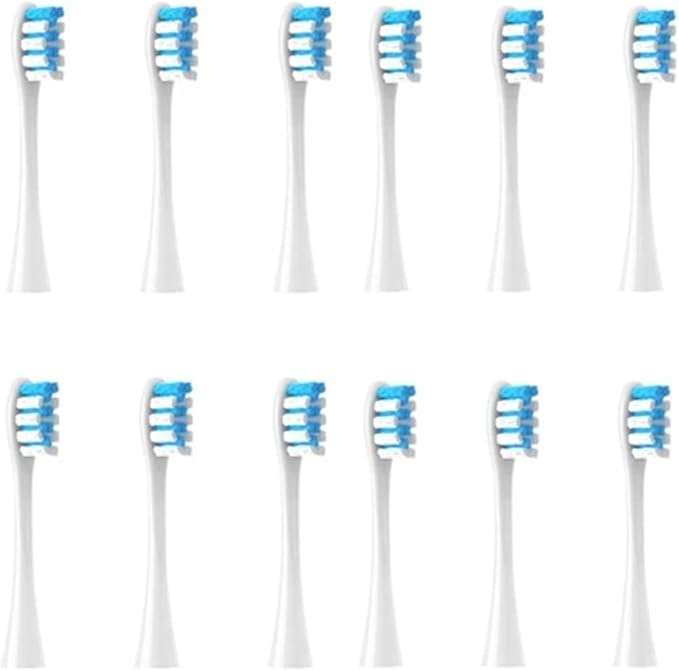 12PCS Replacement Brush Heads Compatible for Oclean X/X PRO/ Z1/ F1/ One/Air 2 /SE Sonic Electric Toothbrush Soft Bristle Nozzles(12White Blue)