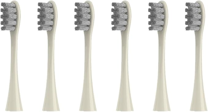 4pcs/6pcs Brush Heads Compatible for Toothbrushes Universal Vacuum Sealed Packaged(6pcs BeigeGray)