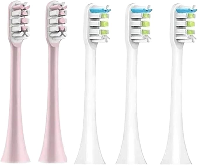 Compatibility for Xiaomi SOOCAS X3 X5 X3U X1 V1 V2 Clean Brush Heads Replacement Head Bristle Sonic Electric Nozzles with Anti-dust Cap(2 Pink 3 White)