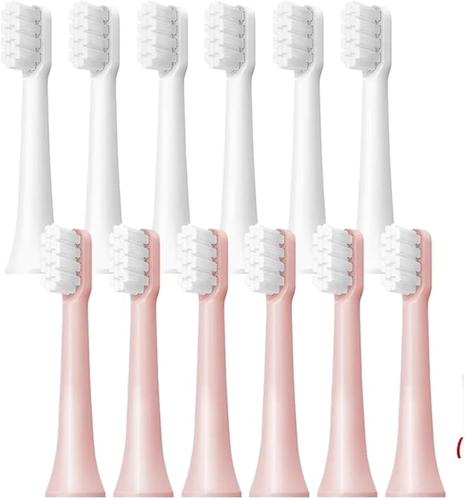 6/12Pcs Replacement Brush Heads Compatibility for MIJIA T100 Mes603 Toothbrush Vacuum Soft Bristle Suitable Nozzles(T100-WH-12PCS)