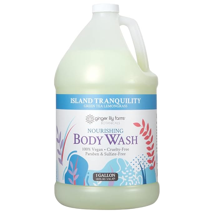 Ginger Lily Farms Botanicals Body Wash + Shampoo + Conditioner Bundle Island Tranquility 1 Gallon Each