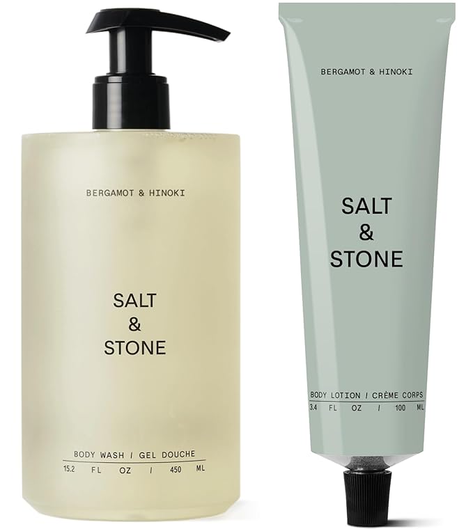 Salt &amp Stone Hydrating Gel Body Wash + Body Lotion | Bergamot &amp Hinoki